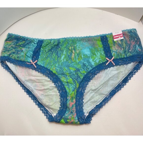 Cosmopolitan Women's Hipster Panties 8/XL - Psychedelic Camo & Lace Trim NWT! - Picture 2 of 9